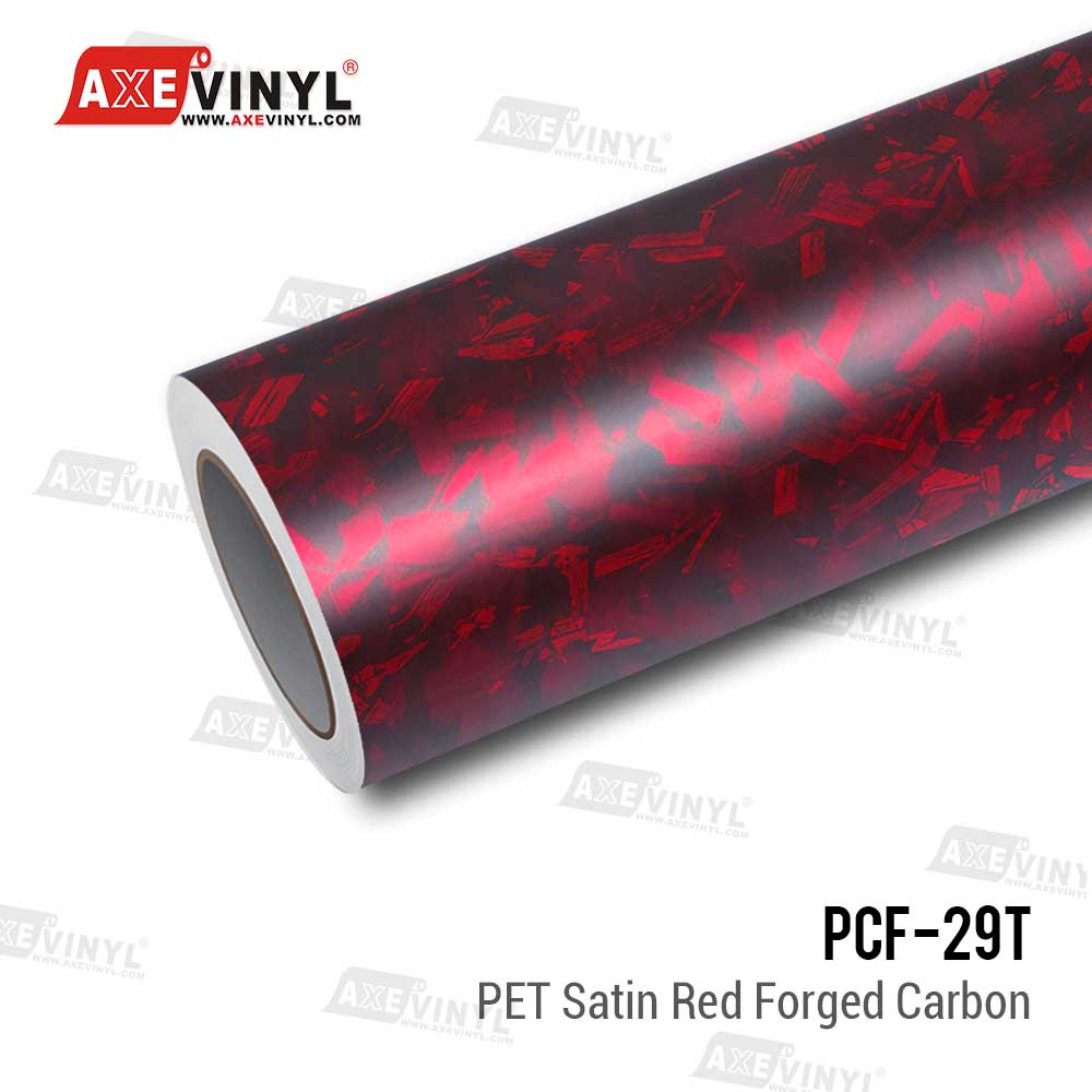 PET Satin Red Forged Carbon Vinyl