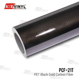 PET Black Gold Carbon Fiber Vinyl